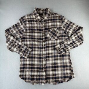 Stanley Brown Plaid Flannel Button Down Shirt Mens Large Workwear Long Sleeve L‎